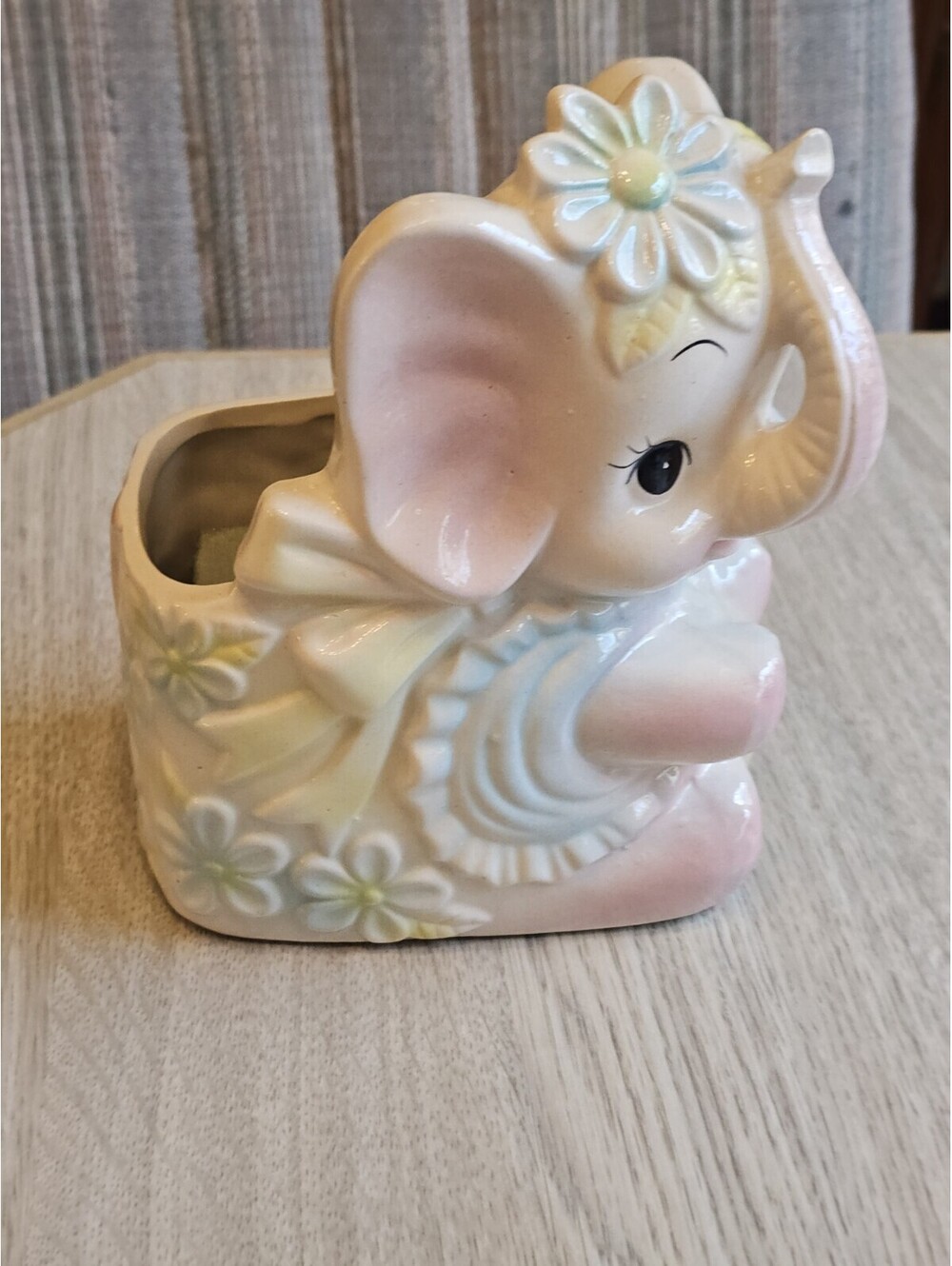 Ceramex Ceramic Elephant Planter Figurine Container with Floral Design